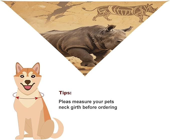 Dog Bandana Spring Pet Scarf Adjustable Triangle Rhino Printing Dog Bib Washable Polyester Puppy Bandana for Small Medium Large Dogs Cat Birthday Party Supplies
