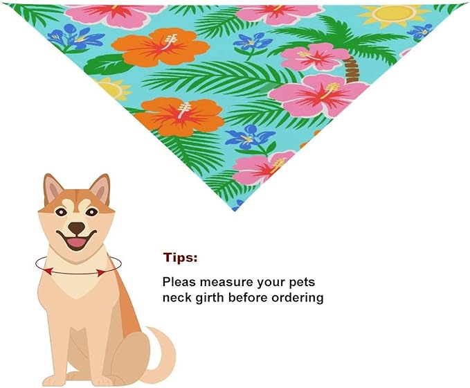 Dog Bandana Spring Pet Scarf Adjustable Triangle Tropical Flower Print Printing Dog Bib Washable Polyester Puppy Bandana for Small Medium Large Dogs Cat Birthday Party Supplies
