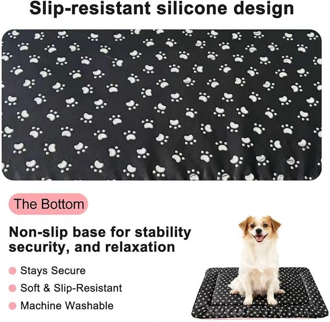 Washable Dog Bed Plush Orthopedic Outdoor Crate Mat with Non-Slip Bottom,Luxe Soft Kennel Pad for Pets, Cozy Cage Cushion & Pet Sleeping Mattress Large Sized,Medium,Small Dogs,24 x 18 inch,Pink