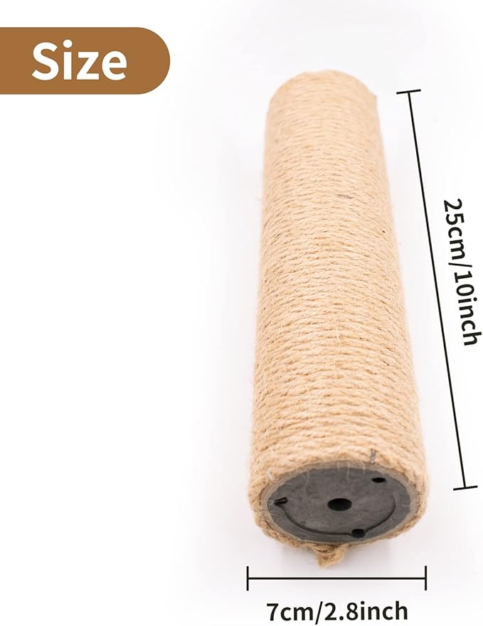 4PCS 10 Inch Scratching Post with Natural Sisal Rope - Cat Scratch Pole, Tree, and Posts for Indoor Cats - Replacement Part Accessories for DIY Tower and Hammock