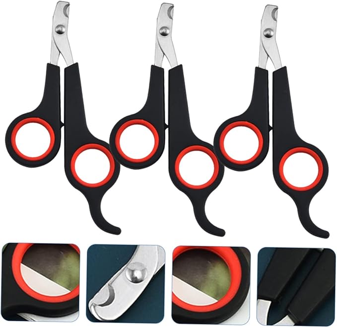 3Pcs Pet Nail Clippers Ergonomic Design Nail Trimmers for Cats and Dogs Professional Pet Grooming Supplies Bag