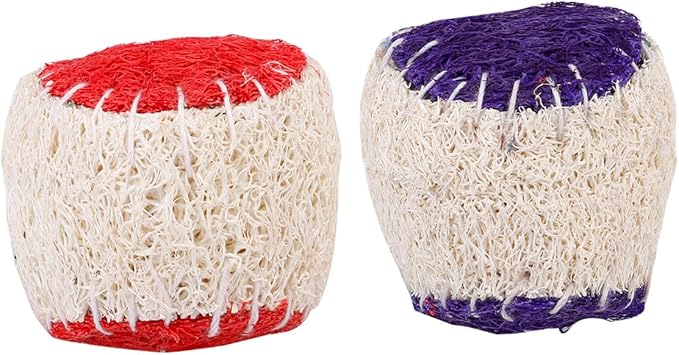 OUNONA 2pcs Natural Loofah Dog Chew Tennis Ball Pet Chewing Training Balls for Puppies Interactive Sturdy Dog Training Supplies Random Color