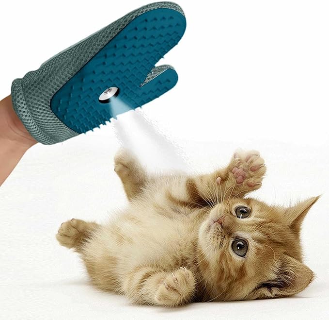 All-in-One Grooming Mist Glove for Pets - 4-in-1 Electrostatic Deshedding Glove with Thickened Padding, Clothing & Car Seats - Upgraded Technology for Cats/Dogs - Machine Washable (3 Colour)