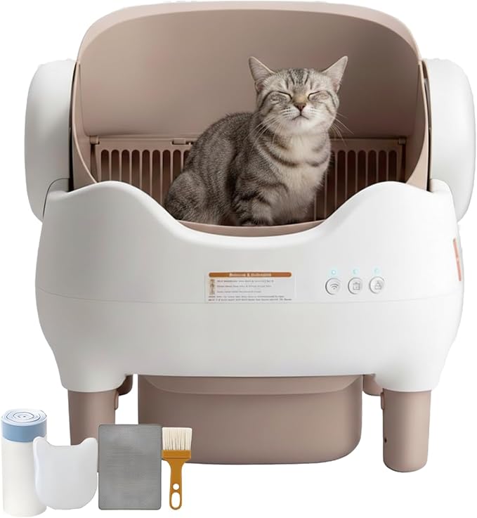 time-Limited seckill $147, Limited to 10 Units Self Cleaning Litter Box, Automatic Cat Litter Box with APP Control, Odor-Free Large Waste Bin, Open-Top for Multi Cats