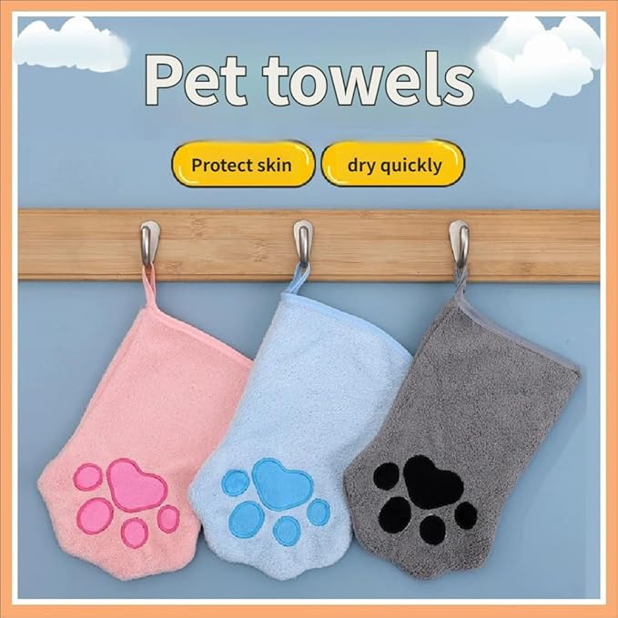Paw Bathing Towel for Cats Dogs,Makes Paws Washing Easy & Stress-Free,Soft Reusable Pet Grooming Towel,Quick-Dry, Machine Washable Paw Cleaning Mitt for Cats Pets (4pcsB)