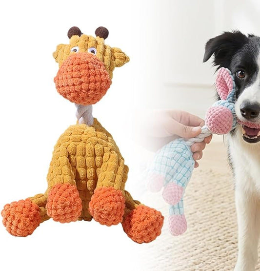 2026 New Dog Toys, Indestructible Plush Dog Toy for Aggressive Chewers, Interactive Squeaky Soft Puppy Chew Toy, Durable Teething Toys for Small Medium Large Dogs (Orange, 1pcs)