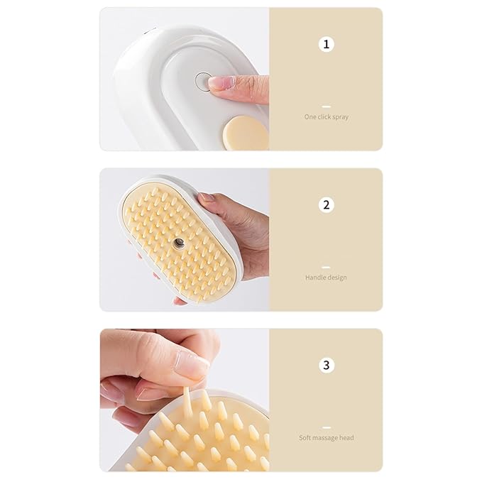 Pet Steamy Brush, Type C Rechargeable Pet Grooming Comb, Electric Massage Cat Dog Hair Care Tool, Portable Pets Cleaning Brush Accessory, for Small Medium Large Kitten Puppy Home Use