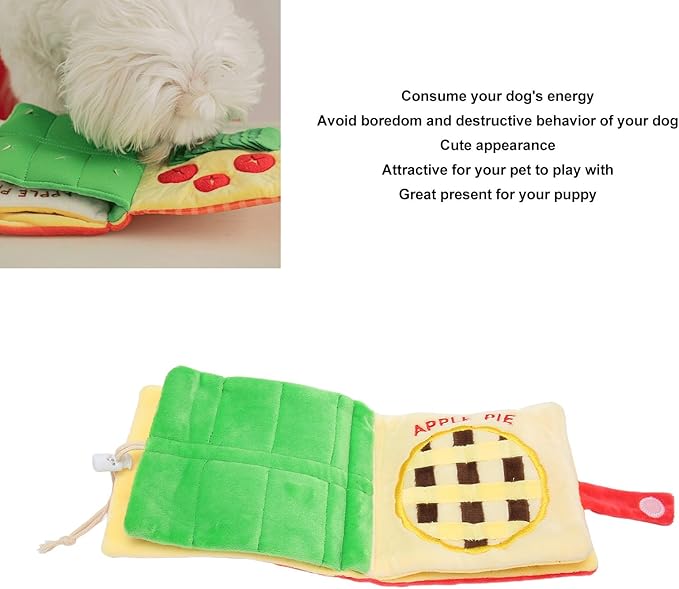 F&Yard Dog Sniffing Book Plush Cloth Foraging Mat Slow Feeding Puzzle Book for Pet Digging Activity Supplies