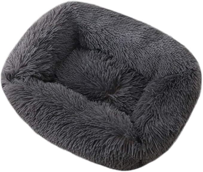 La La Pet® Donut Dog Cat Bed Cozy Cave Pet Bed Burrow Dog Bed Calming Cuddler Self-Warming Pet Bed Soft Plush Pet Cushion Improved Sleep for Cats Small Medium Dogs Dark Gray XS