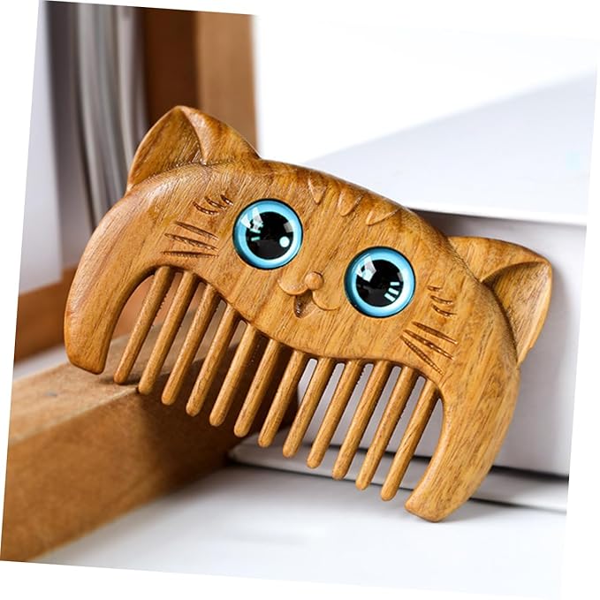 2pcs Elegant Green Sandalwood Comb for Cat Grooming Compact and Portable for Travel