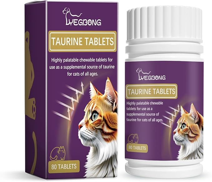 80 Pieces Cat Taurine Chewable Tablets for Cats-Multivitamin Taurine for Cat Nutrition Supplement