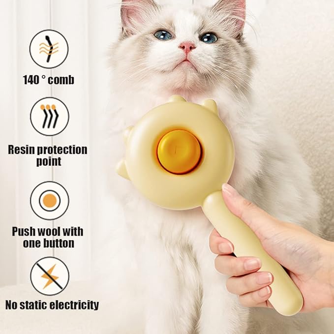 Hair Brush, 2023 New Pet Hair Cleaner Brush, Cat Grooming Brush Long or Short Hair Cats Dogs, Self Cleaning Slicker Comb for Kitten Removes Tangles Loose Fur (Green)