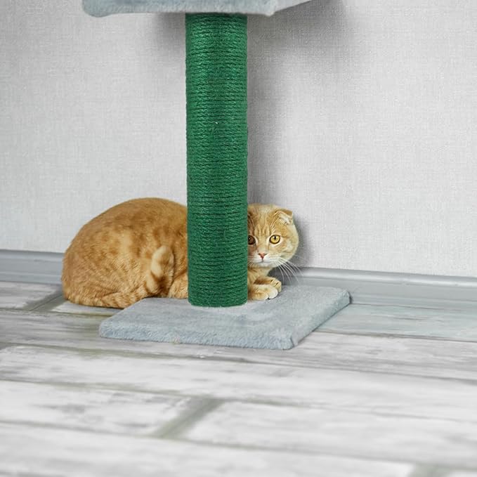 POPETPOP Cat Scratching Post Replacement, Natural Sisal Cat Scratching Pole Cats Claw Scratcher Kitten Tree Refill Pole Parts for Indoor Kittens Tower Green