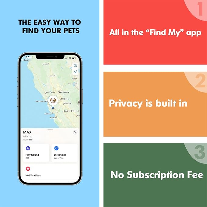 GPS Tracker for Dogs, 2 in 1 Pet Tracking Smart Collar (Only iOS), No Monthly Fee GPS Tracker Dog Collar, Real-time Location Comfortable PU Tracker Tag for Small, Medium Large Dogs(Locator Included)