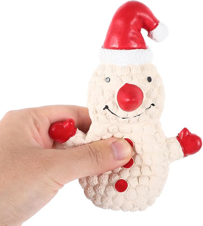 Christmas Latex Dog Squeaky Interactive Chew Snowman Shape White Soft Plaything for Puppies and Dogs Holiday Pet Supplies