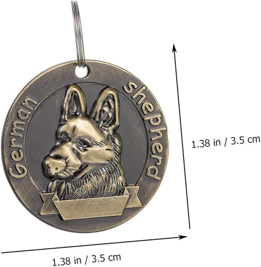 4pcs Vintage Metal Pet Hanging Pendants Retro Dog Collar Identity Tags Alloy Anti-Lost Labels for Large Shepherd Dogs in Pet Supplies