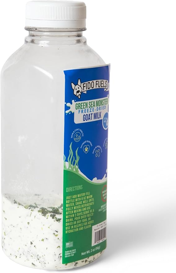 Green Sea Monster Freeze Dried Goat Milk - 12 oz Bottle with 2 oz Product