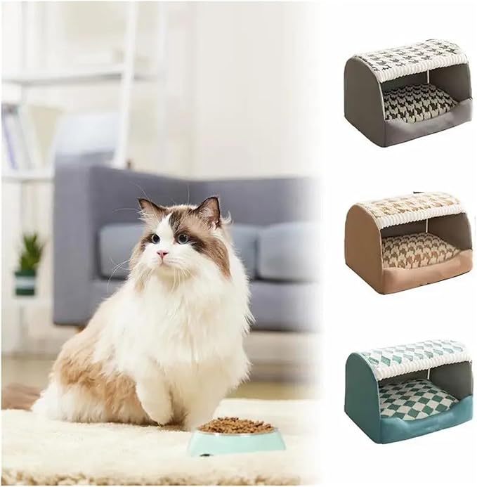Pet Cat Dog Bed Sofa Mats Coussin Chien Animals Accessories Dogs Basket Supplies Compatible with Large Medium Small Pet House Products(Gray,L)