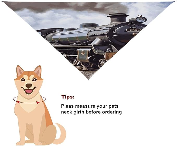 Dog Bandana Spring Pet Scarf Adjustable Triangle Steam Locomotive Train Printing Dog Bib Washable Polyester Puppy Bandana for Small Medium Large Dogs Cat Birthday Party Supplies