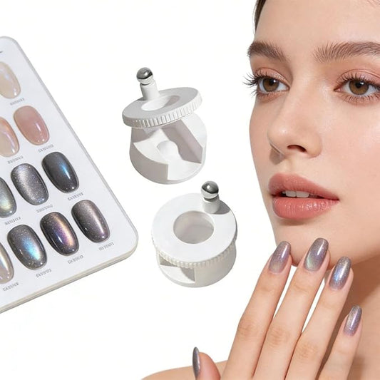 Rotating Cat Eye Magnet, Adjustable Cylinder Stand, Beginner Friendly Nail Tool with Uniform Magnetic Force and Excellent Light Absorption, Can Easily DIY Glossy Cat Eye Effect (#A)