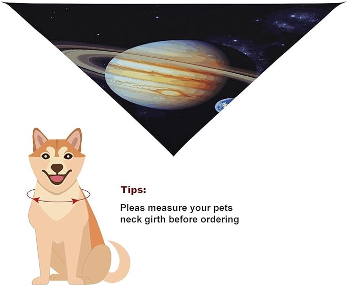 Dog Bandana Spring Pet Scarf Adjustable Triangle Planet Jupiter Printing Dog Bib Washable Polyester Puppy Bandana for Small Medium Large Dogs Cat Birthday Party Supplies