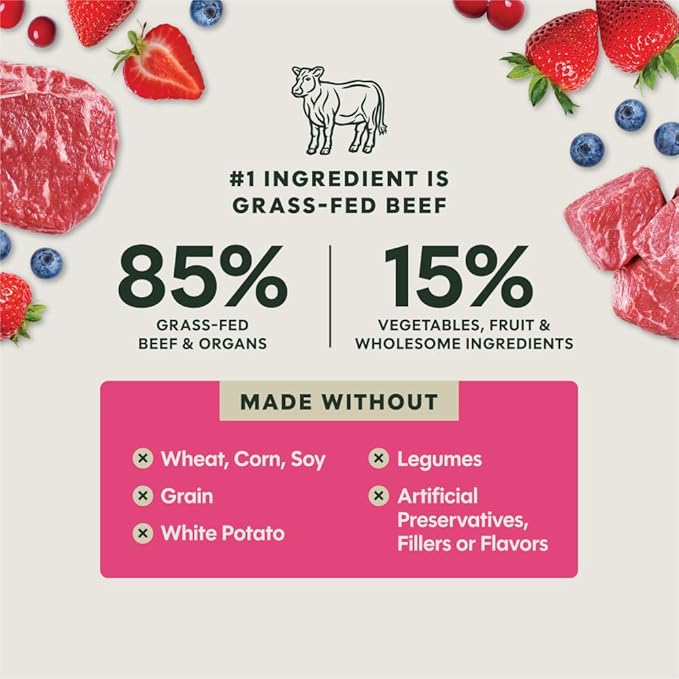 Instinct FreshDried Meal Blends, Freeze Dried Dog Food, Grain Free - Beef & Wild Berries Blend, 3 oz. Bag
