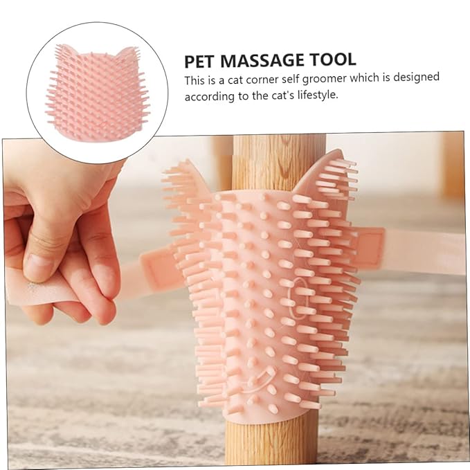 UPKOCH 1Pc Silicone Cat Massage Comb Gentle Grooming Brush for Cats Dogs Easy Install Corner Brush with Fasten Sticker Pet Massage Tool for Indoor Cats Improves