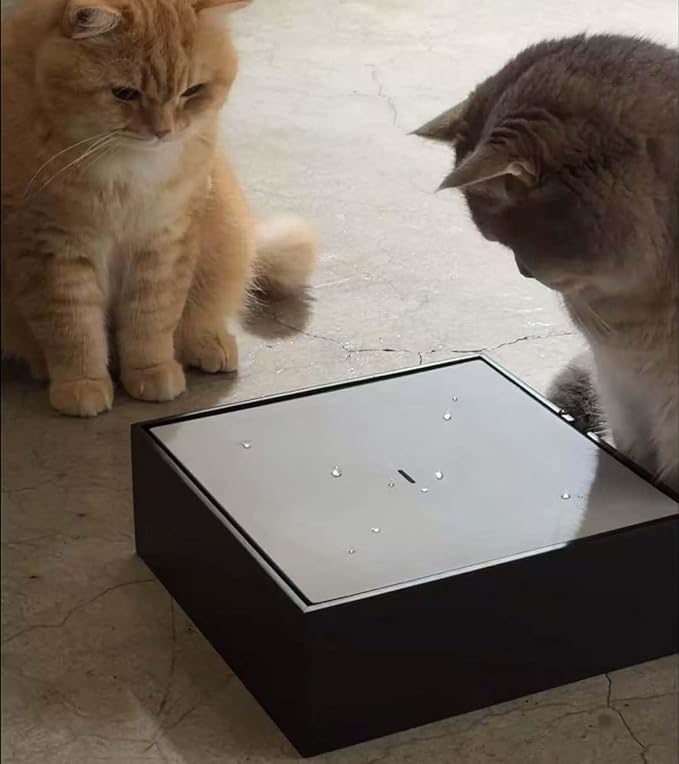 Electric Cat Teaser, Automatic Water Drop Cat Teaser Toy, Modern Sculpture of Flowing Water, for Indoor Cats Dog, Office (Black Charging)