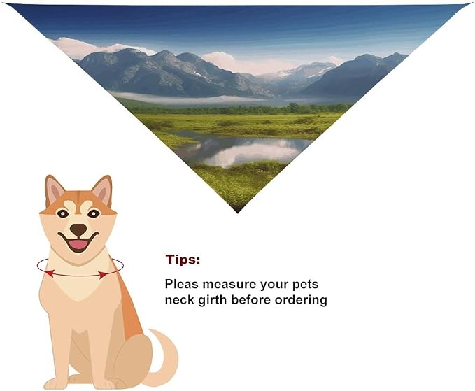 Dog Bandana Spring Pet Scarf Adjustable Triangle Beautiful Scenery Printing Dog Bib Washable Polyester Puppy Bandana for Small Medium Large Dogs Cat Birthday Party Supplies