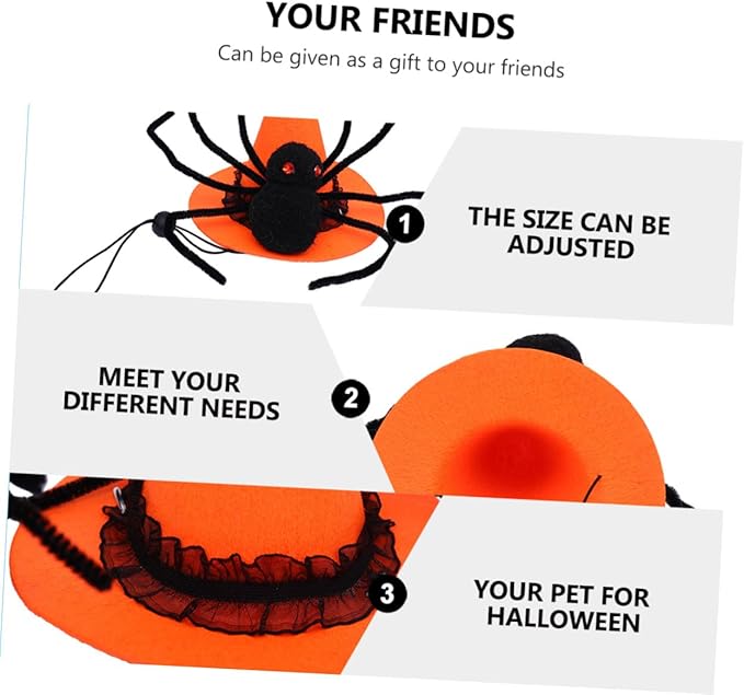 Pet Spider Hat Costume Pet Halloween Headwear Spider Web Design Adjustable Fit for Dogs Halloween Dress up Party Supplies