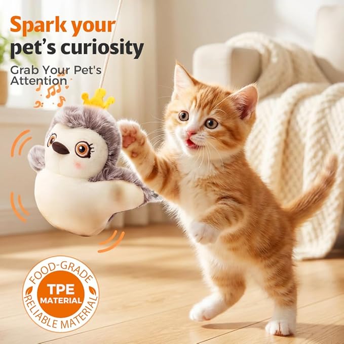 Interactive Chirping Bird Cat Toy,2026 New Flying Bird Cat Toy Flapping Bird Toy,Simulation Chirping Bird Toys Interactive Cat Toys for Bored Indoor Adult Cats (A-Black)