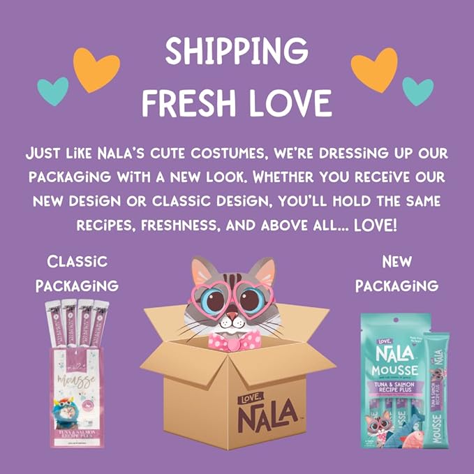 LOVE, NALA - Natural Lickable Cat Squeeze Up Treat,Topper - Chicken Mousse - Wet Food Cat Puree - Grain Free, Minerals, Vitamins - 4 Pack 2 oz.