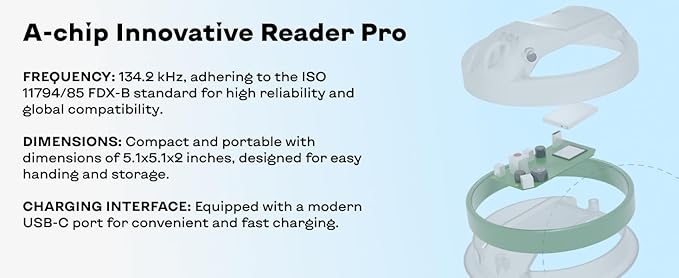 Microchip Scanner - RFID Reader - Chip Pet Scanners with Registration and Temperature Monitoring Seamless Animal ID Integration for Animals, Dogs, Cats, Puppy, Kitten