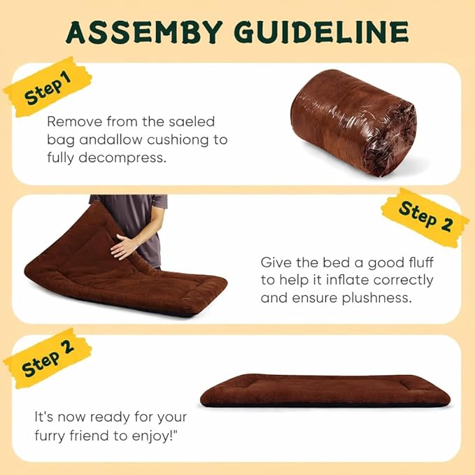 Dog Crate Pad 36 Inch, Washable Plush Crate Mat for Medium Dogs, Non Slip Kennel Pad for Metal Wire Crates, Cushioned Support for Indoor Use, Brown