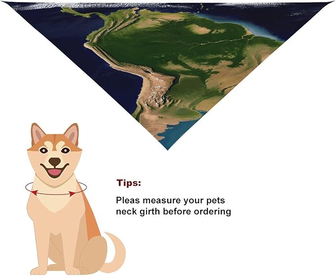 Dog Bandana Spring Pet Scarf Adjustable Triangle South America Satellite Image Printing Dog Bib Washable Polyester Puppy Bandana for Small Medium Large Dogs Cat Birthday Party Supplies