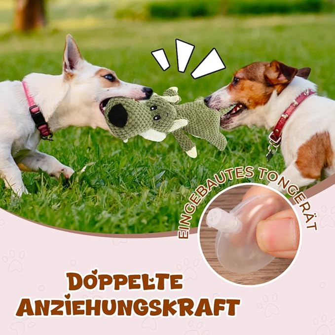 2026 New Dog Toys,Indestructible Plush Dogs Toy for Aggressive Chewers,Squeaky Durable Chew Toy for Indoor Pups Teething, Stuffed Toys for Small Medium Large Dogs (A-Grey+Green)
