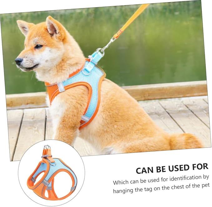 Pet Dog Vest Harness with Reflective Stripes Breathable Mesh Medium Size for Walking Puppies and Cats, Adjustable Chest Strap Leash Pet Supply