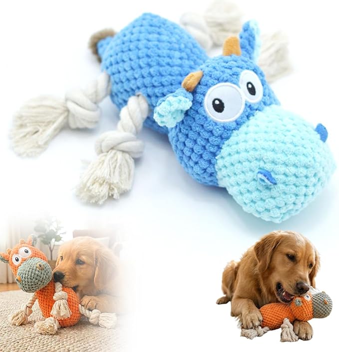 Indestructible Dog Toy, 2026 New Durable Dog Toys for Aggressive Chewers, Plush Chew Toy for Small Medium Large Dogs (Blue)