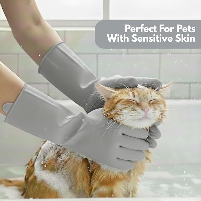 Silicone Pet Grooming Gloves for Dogs & Cats – Deshedding & Bathing Mitt – Gentle, Reusable, Easy to Clean