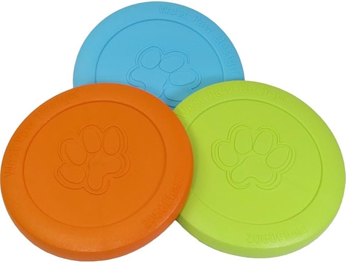 West Paw Zogoflex Zisc Durable Dog Frisbee Nearly Indestructible Flying Disc Dog Toy, 100% Guaranteed Tough, It Floats!, Made in USA, 6.5-Inch Small, Glow