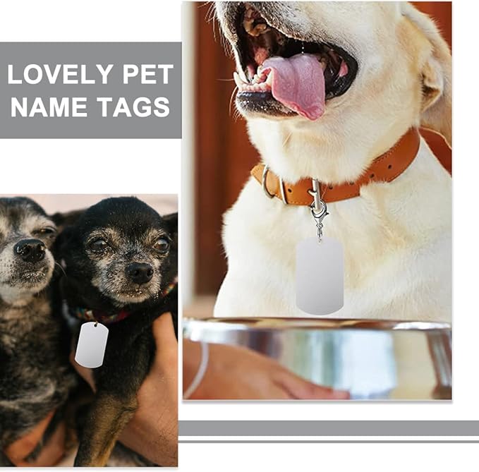 Kichvoe 25pcs Aluminum Dog Tags Blank Engraving Id Tags 38x25mm Silver Metal Pet Supplies for Dogs and Puppies Collar Accessories