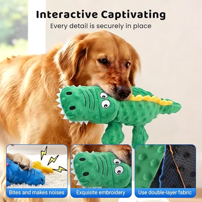 Indestructible Dog Toys for Aggressive Chewers, 2026 New Squeaky Dog Toys for Aggressive Chewers Dogs, Puppy, Interactive Squeaky Durable Teething Toys for Small Medium Large Pets (Green)