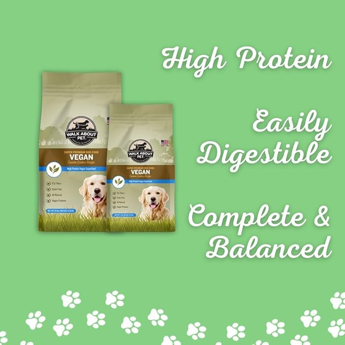 Walk About Pet, WA10038, Super Premium Canine Exotics Dog Food, Dry Alkaline Kibble, Vegan Recipe, Grain-Free, Gluten-Free, Single Source Protein, 25-Pound Bag