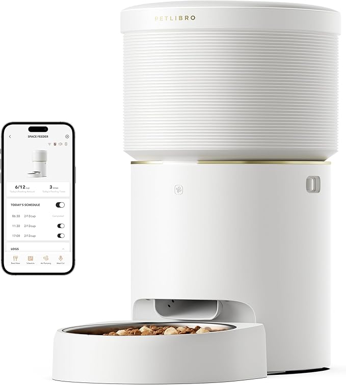 PETLIBRO Vacuum-Sealed Automatic Cat Feeders, 8L/34Cups Automatic Dog Feeder with 5G Wi-Fi, Automatic Cat Food Dispenser for Airtight Storage, Space Pet Feeder with 187mm Large Food Tray for Cat & Dog