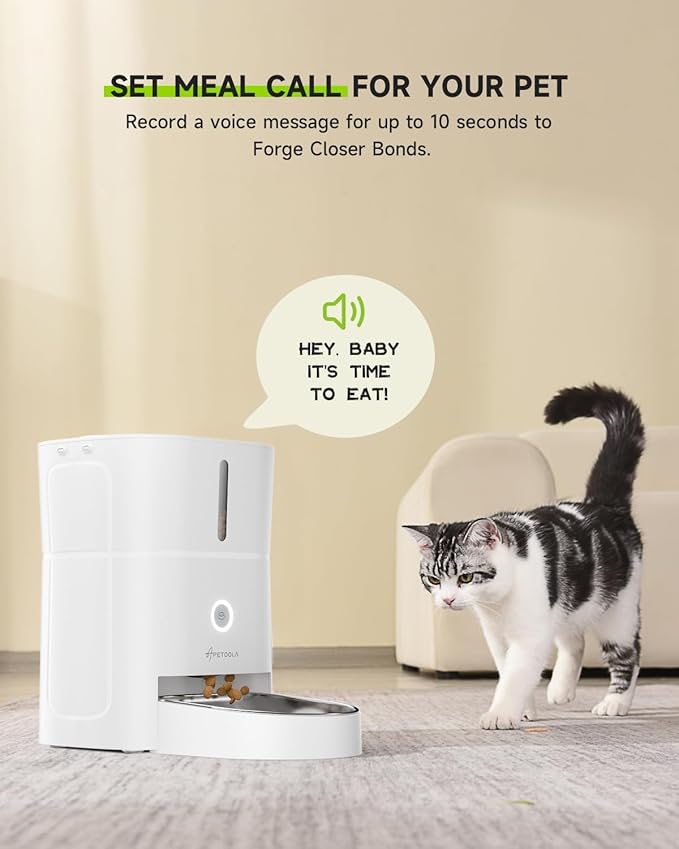 Automatic Cat Feeder, 5G & 2.4G Wi-Fi Cat Food Dispenser with APP Control, 3L Timed Pet Feeder for Pet Dry Food, 1-10 Meals Per Day