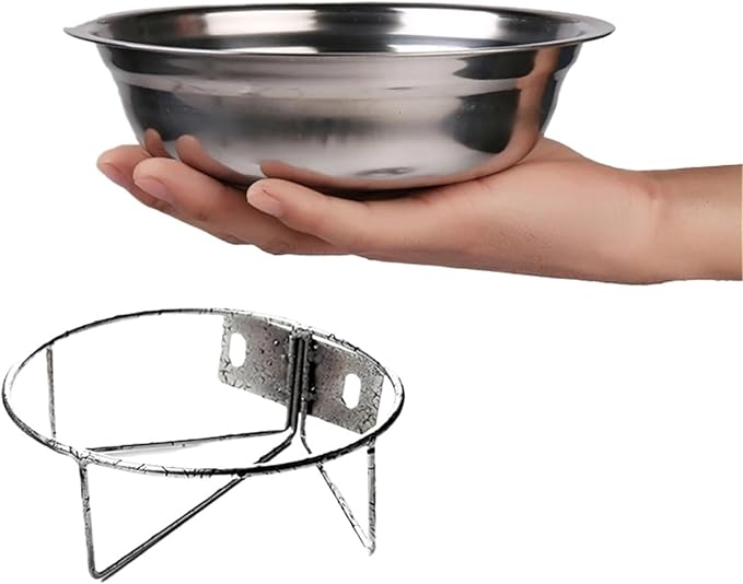 Stainless Steel Pet Water and Food Bowls for Dogs & Cats Drinking and Feeding Container with Stand Easy to Install Pet Supplies(Medium Size)