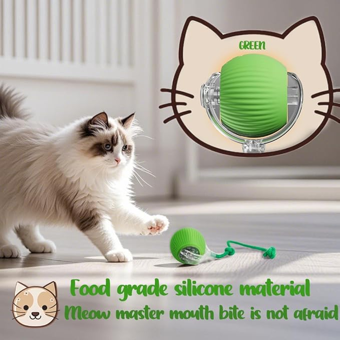 Interactive Cat Toys Ball for Indoor Cats, Interactive Rolling Small Dog Cat Toys Automatic Self Moving, 360°,Electric Balls，Fast Rolling，Smart Automatic Rolling Pet Ball (Red)