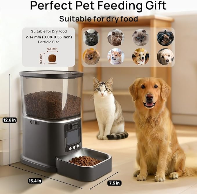 5L Automatic Cat Feeder with Camera, Two-Way Video 3MP HD & Audio, 5G WiFi Automatic Dog Feeder with Night Vision, Cat Food Dispenser with Dog Food Container for Multiple Pets
