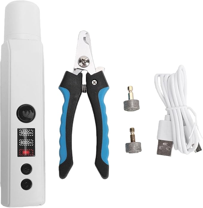 Pssopp Cat Grooming & Supplies Electric Dog Cat Nail Trimmer with Double LED Light for Pet Grooming Pet Nail Grinder, Quiet Clippers