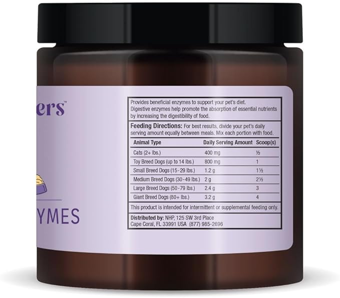 Bark & Whiskers Digestive Enzymes - Supports Kibble Digestion - Veterinarian Formulated - for Dogs & Cats - Non-GMO - 4.23 oz (120 g) - 150 Scoops